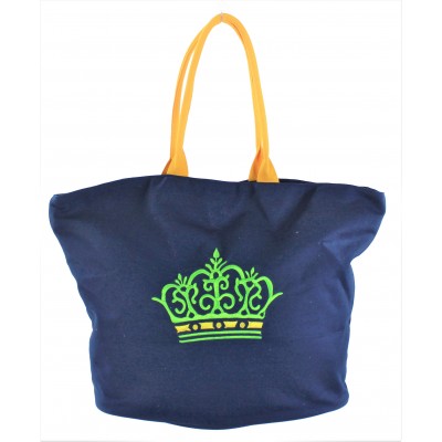 9211- NAVY CROWN CANVAS TOTE BAG